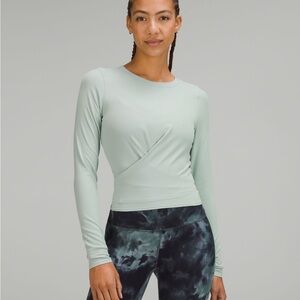 lululemon athletica Light Blue Long Sleeve Tie-Front Top Time to Restore